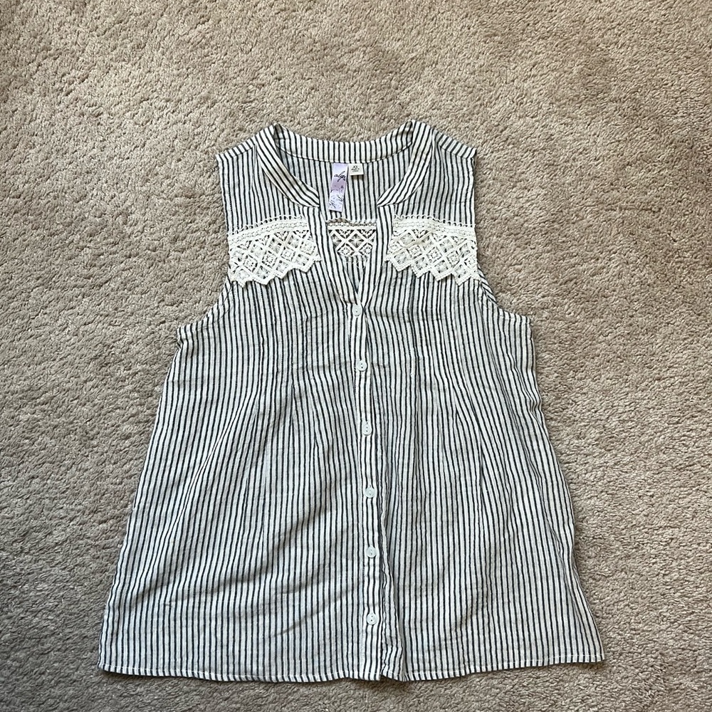 Alya Navy and White Striped Sleeveless Top